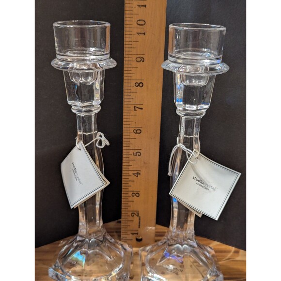 Studio Silversmiths Crystal Candlesticks ~ Candle Holders ~ 10" tall - Picture 11 of 14